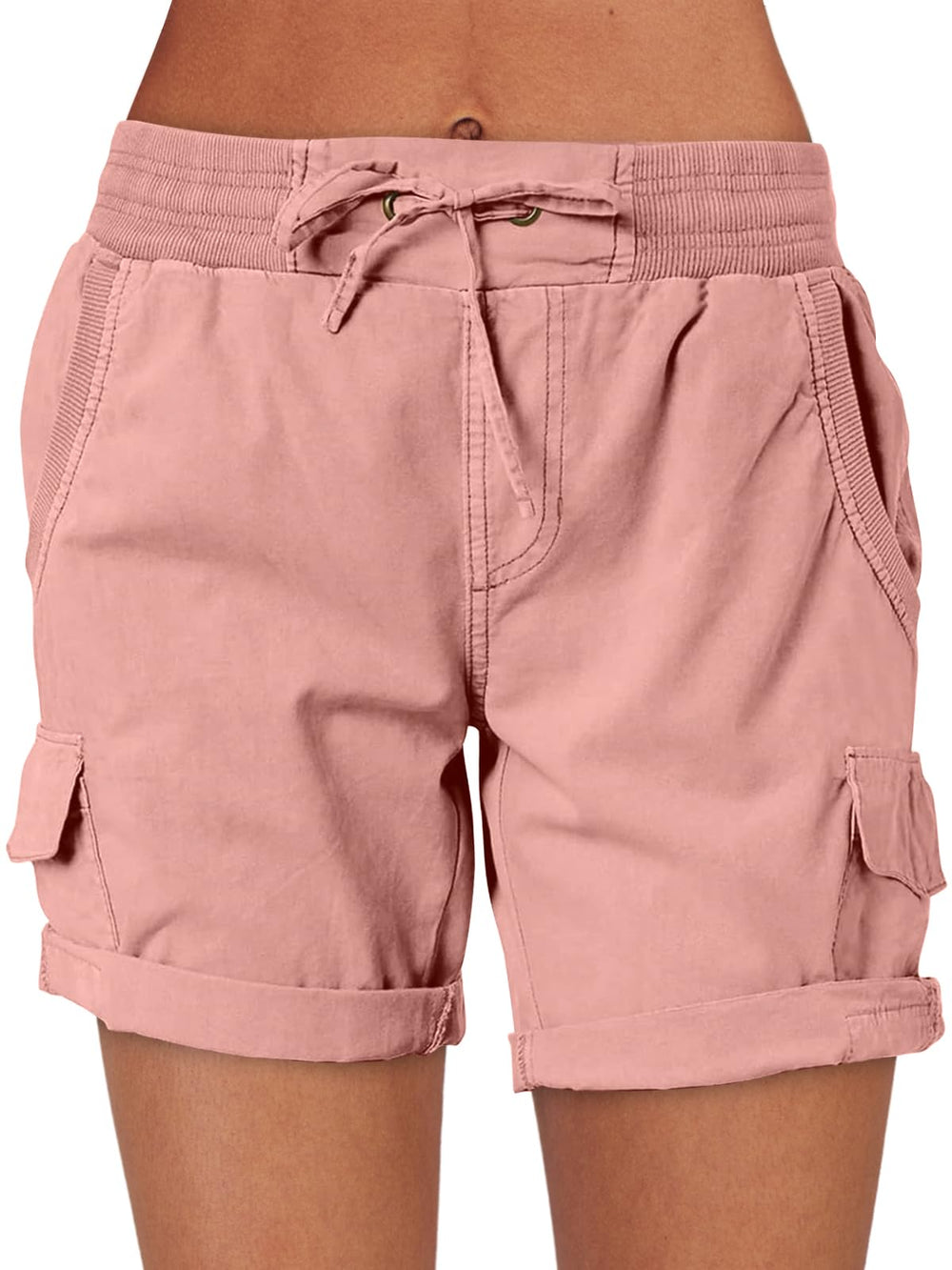 ANRABESS front view pink cargo shorts showing fit and style benefit comfort