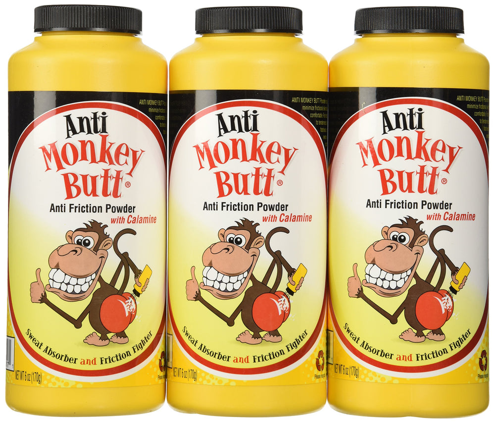 Anti Monkey Butt front packaging showing three 6oz containers and clear labeling for quick identification and convenience