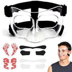 Anyfun clear nose guard front view showing full-face coverage and protection