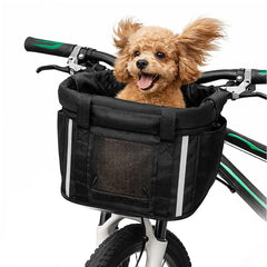 ANZOME front-mounted bike basket showing secure attachment and easy access