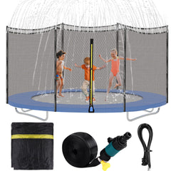 Aodaer front view of full 14ft trampoline enclosure showing complete coverage and safety