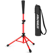 AOLIGEIJS front view of batting tee showing tripod and height range, stable practice benefit