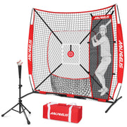 AOLIGEIJS front view of assembled practice net showing portability and target