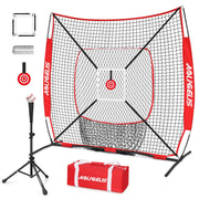AOLIGEIJS front view of 6x6 pitching net showing sturdy frame and full coverage for training