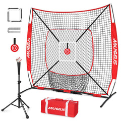 AOLIGEIJS front view of 6x6 pitching net showing sturdy frame and full coverage for training