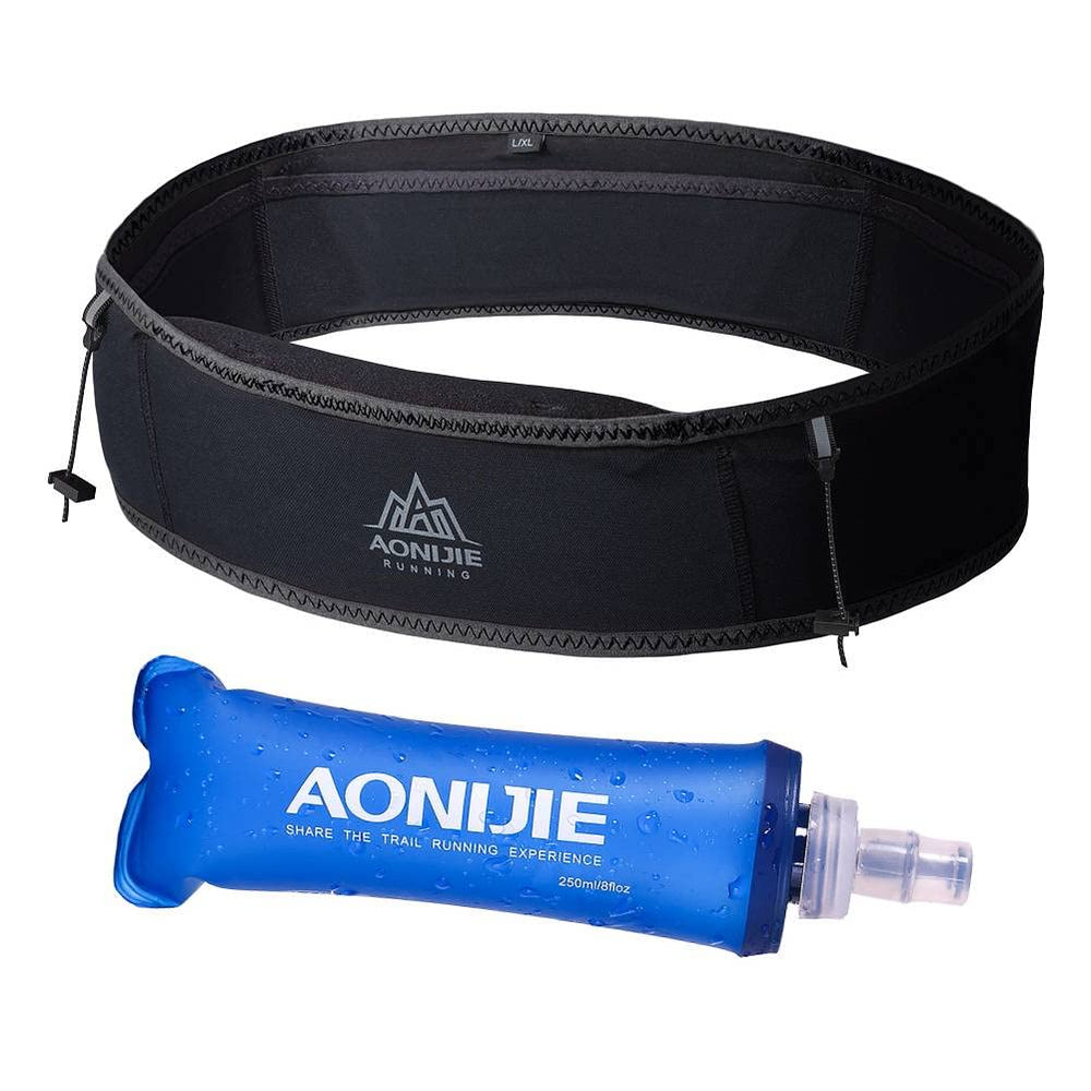 AONIJIE front view of full black belt shows low-profile carry benefit