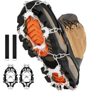 AOOELLO crampons front packaging showing product and spikes for dependable traction