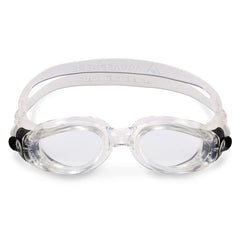 Aqua Sphere Kaiman front view showing transparent frame and clear lens for wide vision