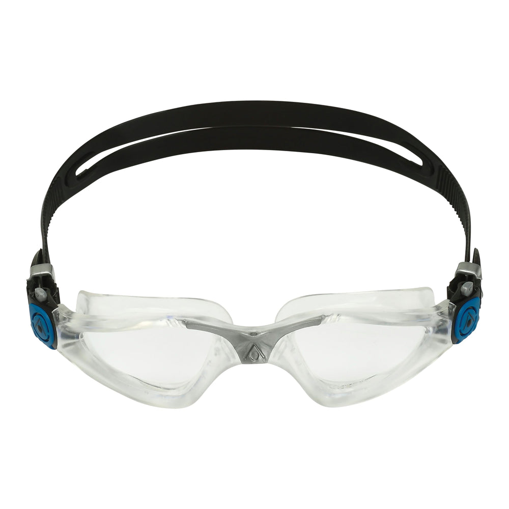 Aqua Sphere Kayenne front view clear lens showing wide vision and secure fit
