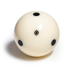 Aramith cue ball front close-up showing crisp finish for reliable performance