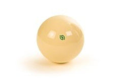 Aramith cue ball front view with green tournament logo showing reliable recognition