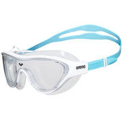ARENA front view of junior swim mask showing fit and color, clear vision benefit