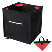 Arrowbash front view of red cube bag showing shape and visibility for quick identification