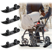 arrowbash front view of four stroller skis showing shape and balance benefit