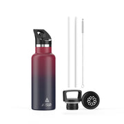 Arslo front view showing bottle and lids, highlights versatile use