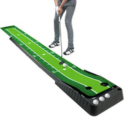 Asgens putting mat front view showing length and target benefits