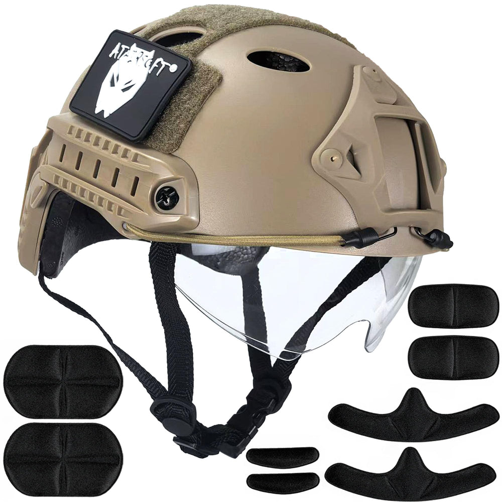 ATAIRSOFT front view with visor down showing instant eye protection