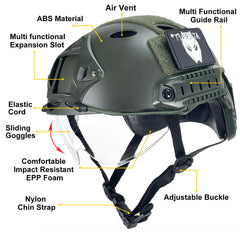 ATAIRSOFT visor close-up highlighting flip-up mechanism and quick protection