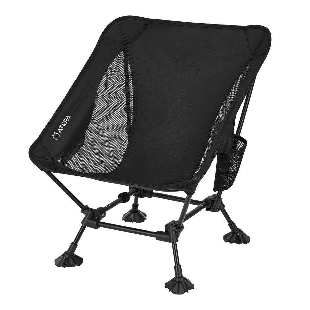 ATEPA front view of chair set up showing compact comfort and portability