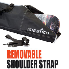 Athletico side profile showing a snowboard fitted into the padded sleeve