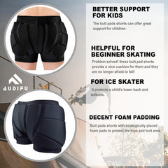 AUDIFU back view showing tailbone and hip pad coverage for safety