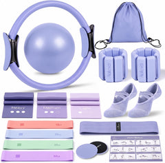 AULEVA front packaging showing full 18-piece pilates kit and organized layout