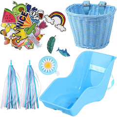 Aurelema doll bike seat front view showing secure straps and colorful stickers for playful carry