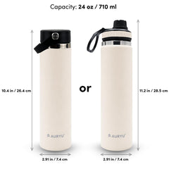 Auryu Oat spout lid in hand illustrating quick-sip convenience and leakproof benefit