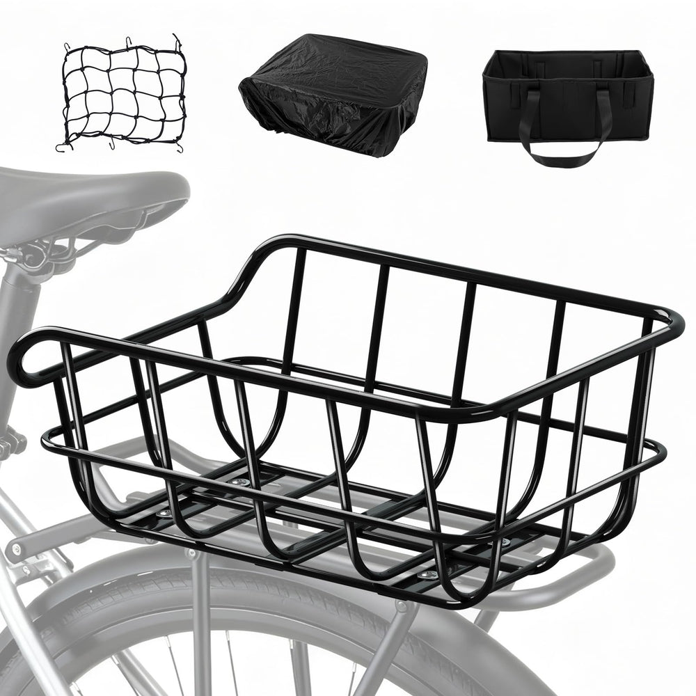 Auwey front view of rear basket showing sturdy frame and load capacity