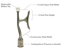 Avibo hook next to measuring tape showing size and reach advantage