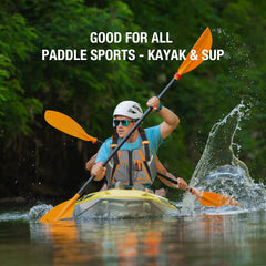 AWESAFE on paddler in kayak demonstrating low-profile movement benefit