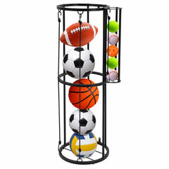 AWZITUO front view wall-mounted rack showing neat ball organization and space saving