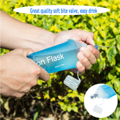 AXEN soft flask inserted in a running hydration vest, quick-access hydration benefit