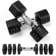 Axiqunel front view of dumbbell pair showing compact space-saving design