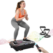 AXV vibration plate front view showing stable platform and compact design benefit