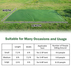 AYAMAYA full-size groundsheet laid flat demonstrating complete tent coverage