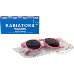 Babiators flexible rubber frame bent to show durability and bend-resistance benefit