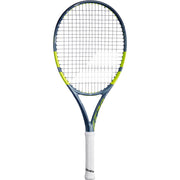Babolat Pure Aero Junior front view showing aerodynamic frame and spin-ready design