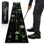 BACK 2 BASICS GOLF front view of 10ft mat showing full length and targets, improves practice