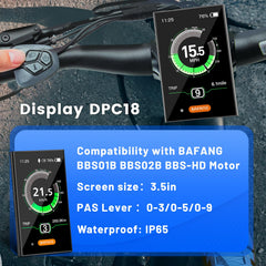 BAFANG DPC18 close-up of 3.5 inch HD screen for sharper ride data readability
