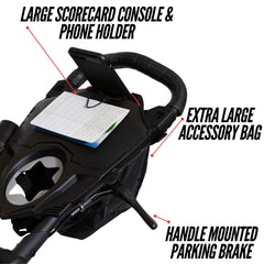 Bag Boy Nitron console and accessory bag showing organized storage benefit