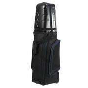 Bag Boy T-10 front view showing hard ABS top shell and secure zipper benefit: protects clubs