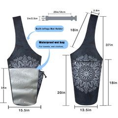 BagYG mandala wet pocket open with towel showing waterproof containment benefit