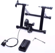 BalanceFrom trainer stand front view showing stable steel frame for steady indoor rides