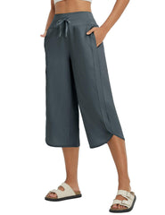 baleaf front view capri dark gray showing relaxed fit and comfort