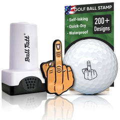 Ball Tatt front view shows self-inking stamper and metal marker, clear identification benefit