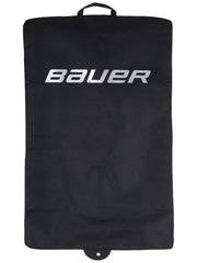 Bauer garment bag front view showing logo and sleek black finish, professional look
