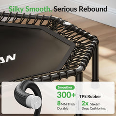 BCAN BT3 bungee closeup highlighting 8mm cords for quiet, low-impact rebound