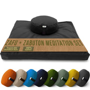 Bean Products zafu and zabuton front view showing full set for stable seating