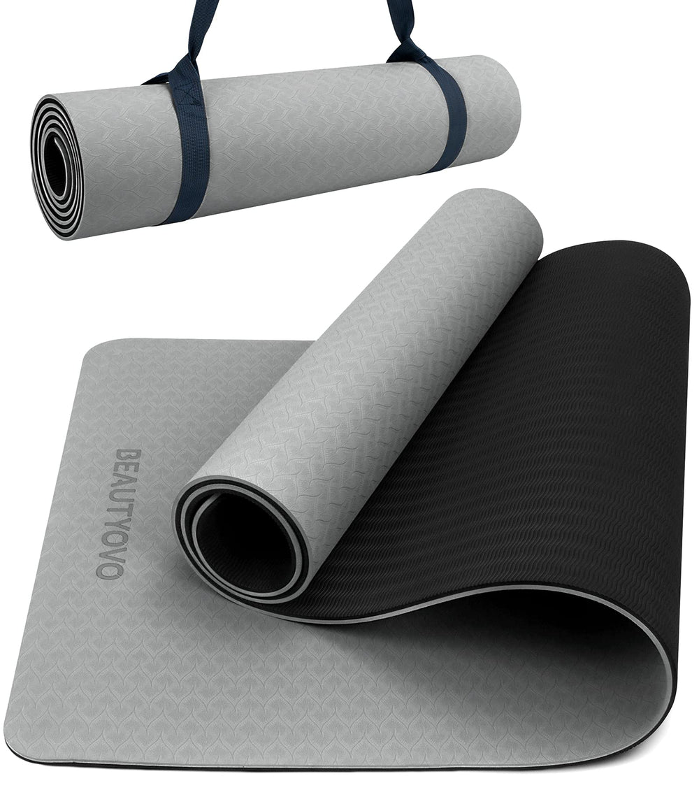 BEAUTYOVO front view of yoga mat showing full size and design for stable workouts